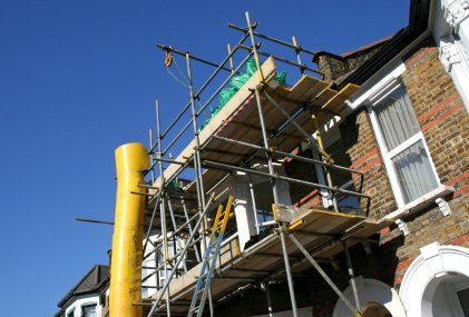 scaffolding with wooden platform