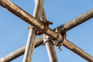Scaffold detail on a blue sky background